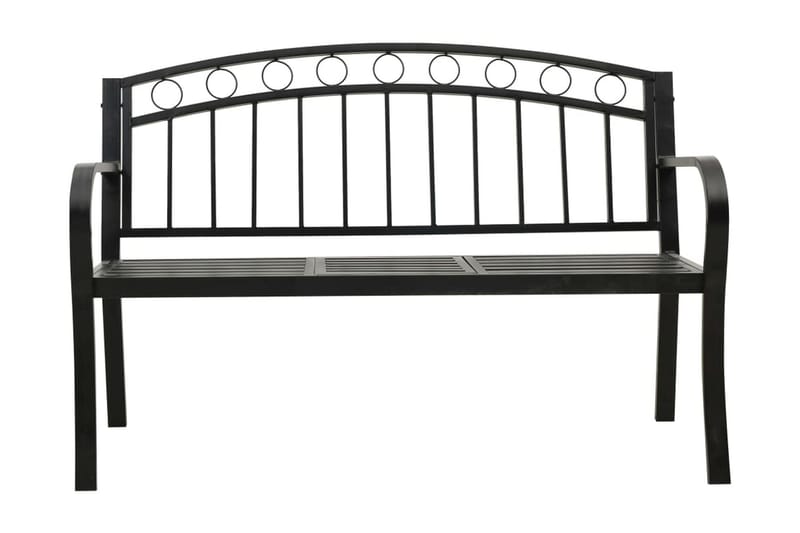 Trädgårdsbänk med bord 125 cm stål svart - Svart - Trädgårdsbänkar