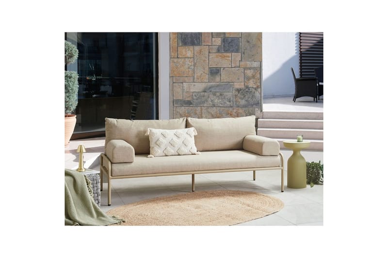 Trädgårdsbänk med dyna Solofra - Utemöbler - Utesoffor & bänkar - Trädgårdssoffa