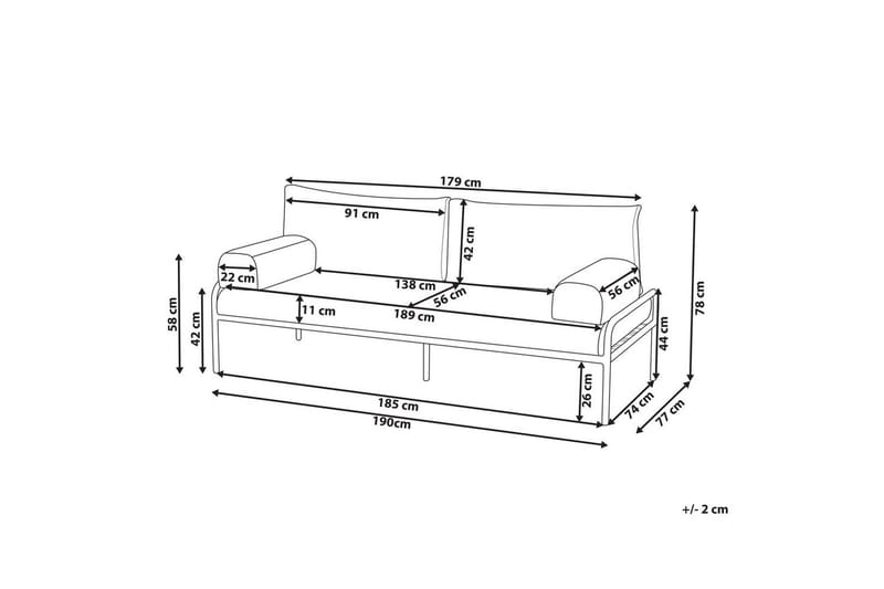 Trädgårdsbänk med dyna Solofra - Utemöbler - Utesoffor & bänkar - Trädgårdssoffa