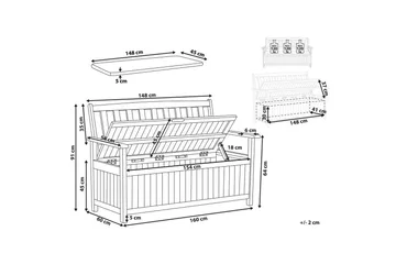 Trädgårdsbänk med dyna Sovana Ljus trä/röd, 160 cm - Ljus trä/röd, 160 cm - Utemöbler - Utesoffor & bänkar - Trädgårdssoffa