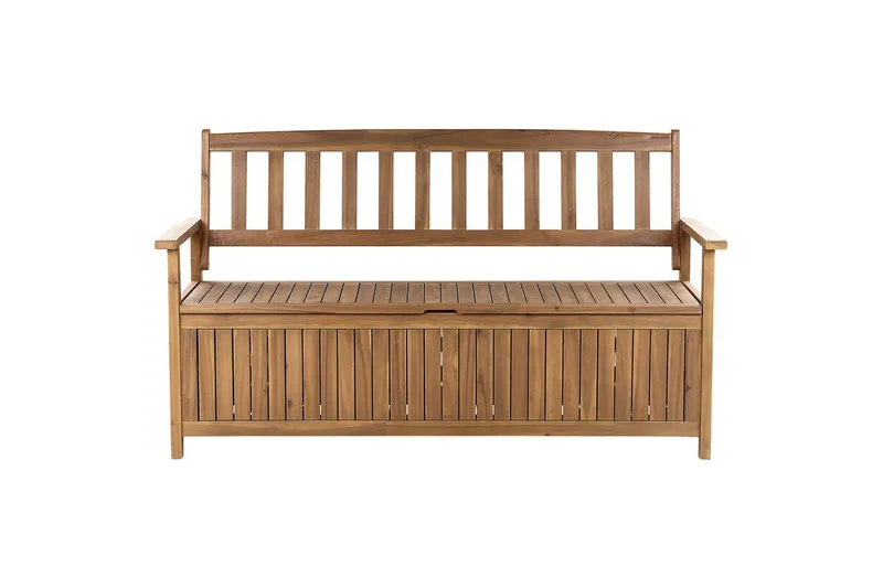 Trädgårdsbänk med dyna Sovana Ljus trä/röd, 160 cm - Ljus trä/röd, 160 cm - Utemöbler - Utesoffor & bänkar - Trädgårdssoffa