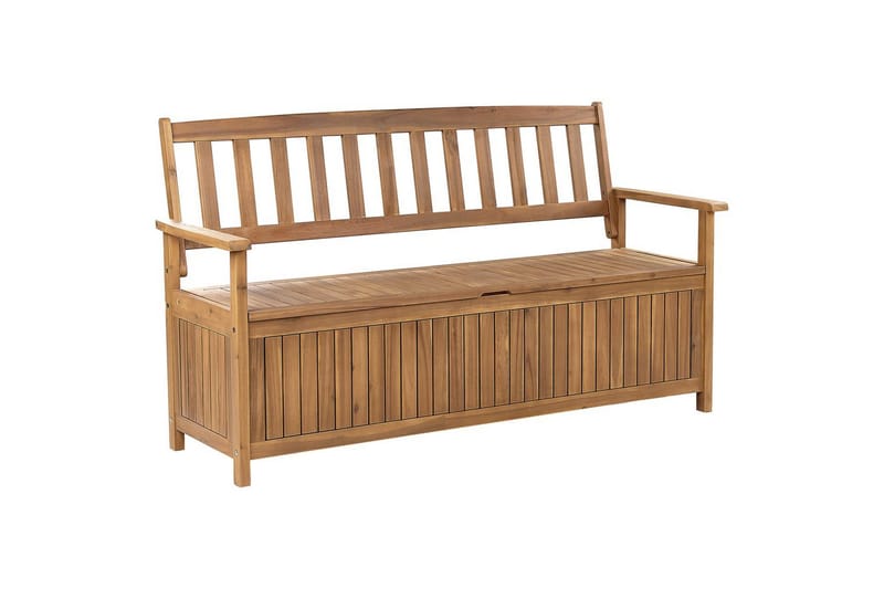 Trädgårdsbänk med dyna Sovana Ljus trä/röd, 160 cm - Ljus trä/röd, 160 cm - Utemöbler - Utesoffor & bänkar - Trädgårdssoffa