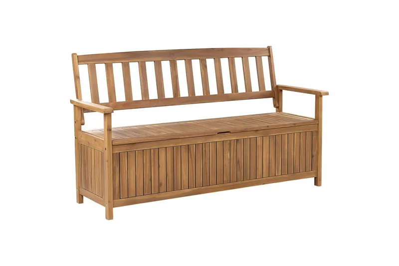 Trädgårdsbänk med dyna Sovana Ljus trä/röd, 160 cm - Ljus trä/röd, 160 cm - Utemöbler - Utesoffor & bänkar - Trädgårdssoffa