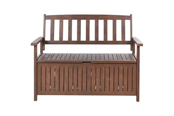Trädgårdsbänk med dyna Sovana Mörkt trä/rött, 120 cm - Mörkt trä/rött, 120 cm - Utem öbler - Utesoffor & bänkar - Trädgårdssoffa