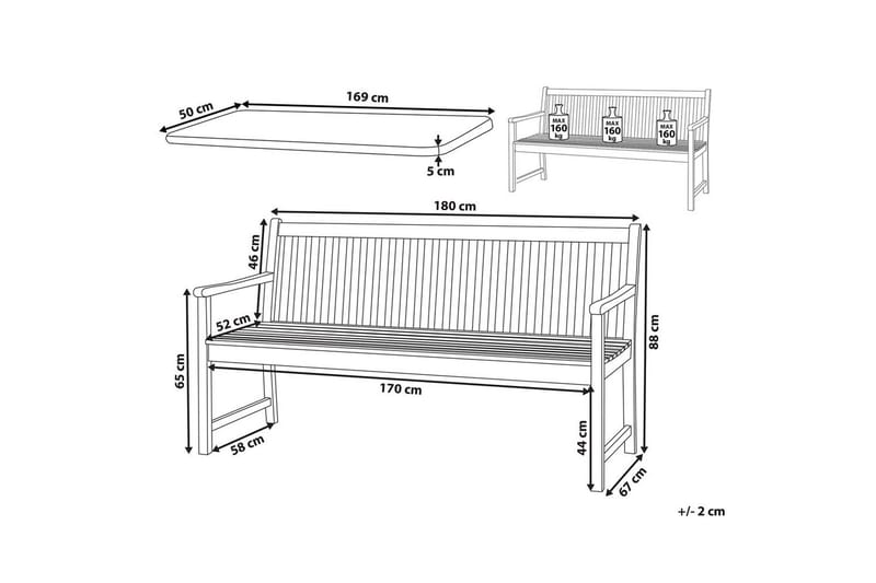 Trädgårdsbänk med dyna Vivara - Utemöbler - Utesoffor & bänkar - Trädgårdssoffa
