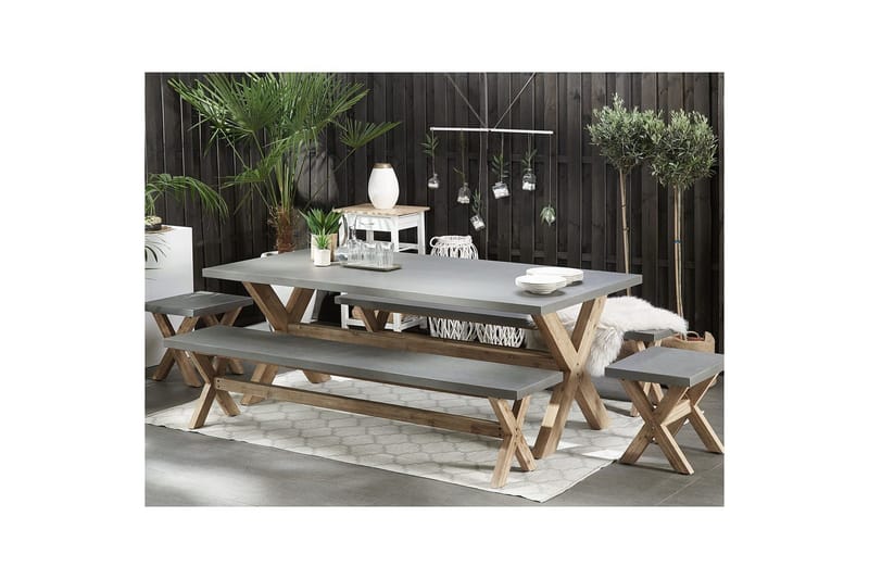 Trädgårdsbänk Olbia Grå/ljust trä - Grå/ljust trä - Utemöbler - Utesoffor & bänkar - Trädgårdsbänkar