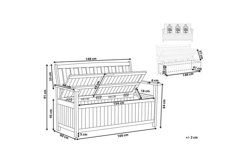 Trädgårdsbänk Sovana Ljus trä - Ljus trä - Utemöbler - Utesoffor & bänkar - Trädgårdssoffa