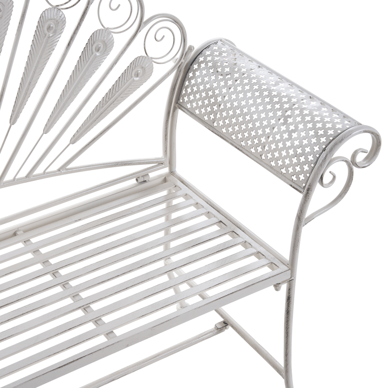 Trädgårdsbänk Pavia 146 cm Järn - Vit - Utemöbler - Utesoffor & bänkar - Trädgårdssoffa