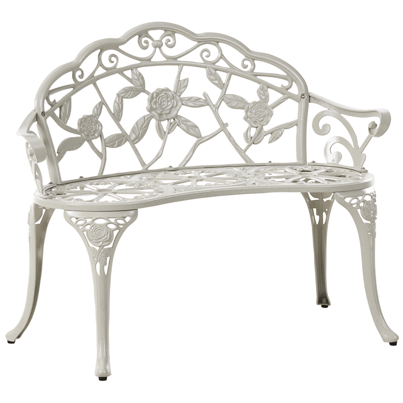 Trädgårdsbänk Piura 88 cm Aluminum - Vit - Utemöbler - Utesoffor & bänkar - Trädgårdssoffa