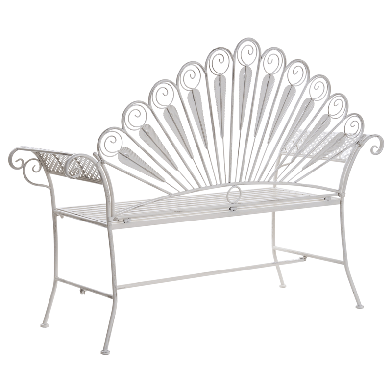 Trädgårdsbänk Pavia 146 cm Järn - Vit - Utemöbler - Utesoffor & bänkar - Trädgårdssoffa