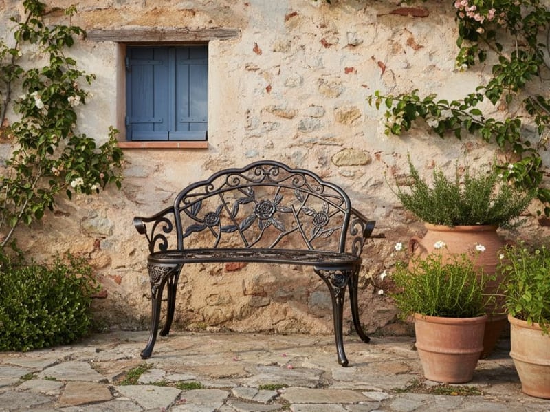 Trädgårdsbänk Piura 88 cm Aluminum - Brun - Utemöbler - Utesoffor & bänkar - Trädgårdssoffa