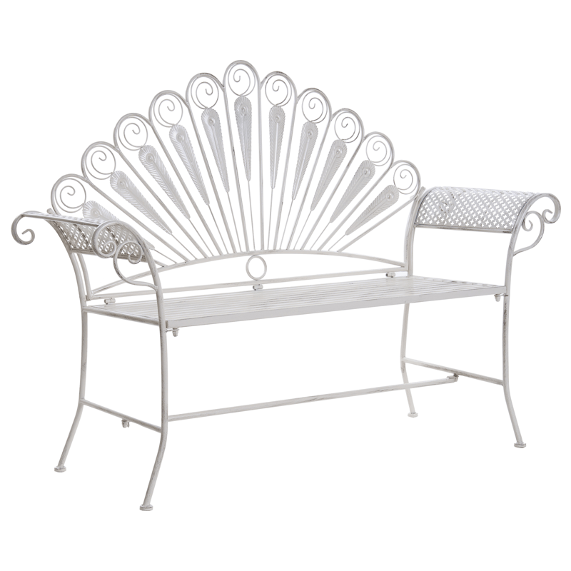 Trädgårdsbänk Pavia 146 cm Järn - Vit - Utemöbler - Utesoffor & bänkar - Trädgårdssoffa