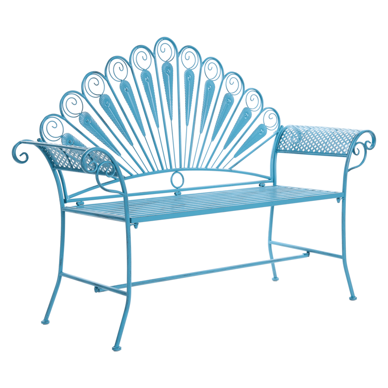 Trädgårdsbänk Pavia 146 cm Järn - Blå - Utemöbler - Utesoffor & bänkar - Trädgårdssoffa