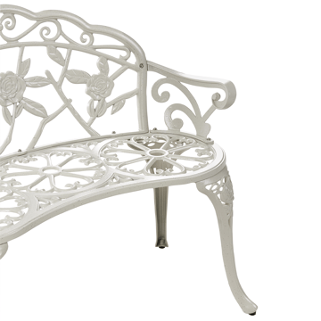 Trädgårdsbänk Piura 88 cm Aluminum - Vit - Utemöbler - Utesoffor & bänkar - Trädgårdssoffa