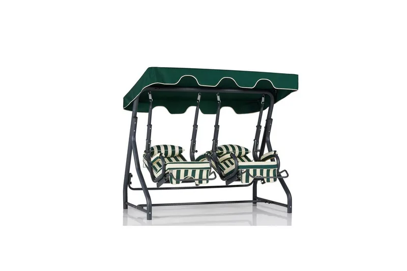 Trädgårdsdubbelgunga Bhika Vit / Grön / Svart - Vit / Grön / Svart - Utemöbler - Utesoffor & bänkar - Hängsoffor