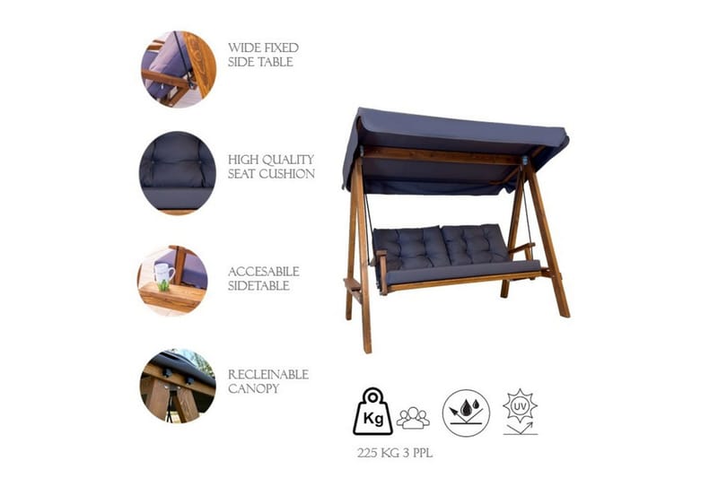 Trädgårdsdubbelgunga Taharoa Antracit - Antracit - Utemöbler - Utesoffor & bänkar - Hängsoffor