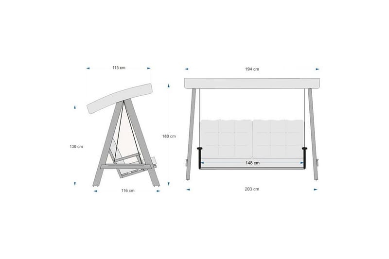 Trädgårdsdubbelgunga Taharoa Antracit - Antracit - Utemöbler - Utesoffor & bänkar - Hängsoffor