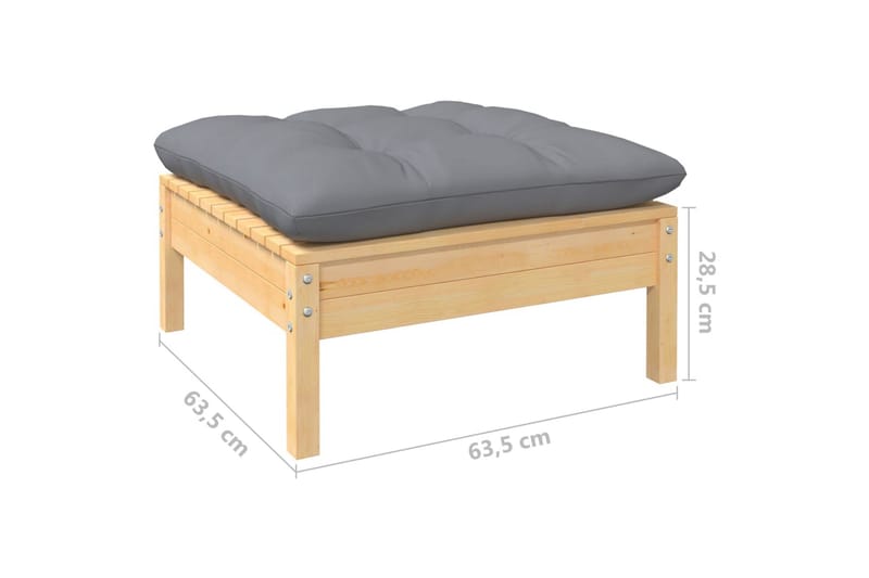 Trädgårdssoffa 11-sits med grå dynor massiv furu - Grå - Utemöbler - Utesoffor & bänkar - Loungesoffa