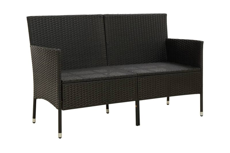 Trädgårdssoffa 3-sits med dyna svart konstrotting - Svart - Loungesoffa
