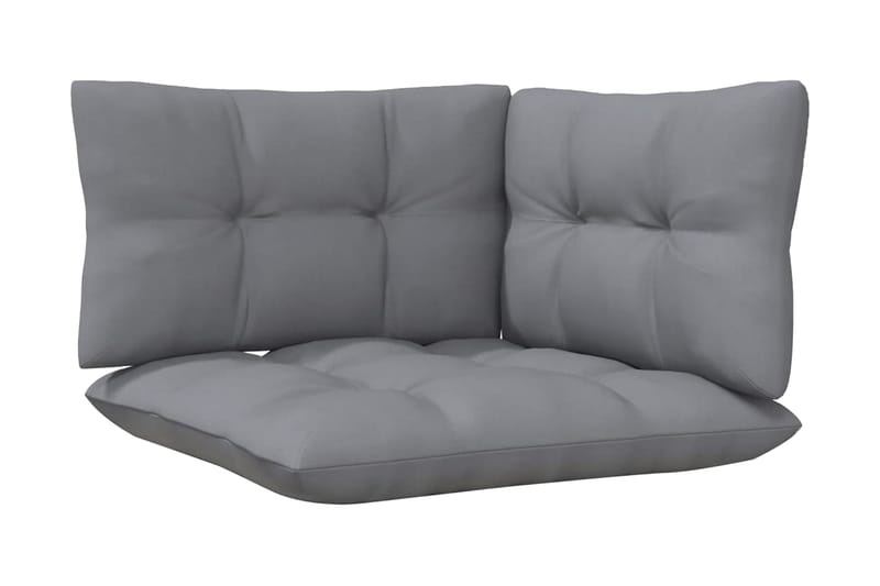 Trädgårdssoffa 7-sits med grå dynor massiv furu - Grå - Utemöbler - Utesoffor & bänkar - Loungesoffa
