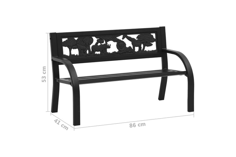 Barnbänk Utomhus 86 cm stål - Svart - Utemöbler - Utesoffor & bänkar - Trädgårdssoffa