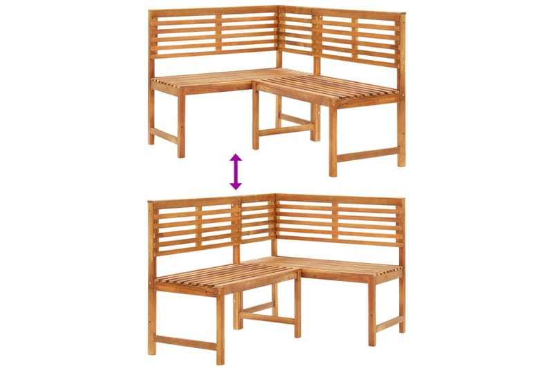 HörnBänk Utomhus 140 cm massivt akaciaträ - Brun - Utemöbler - Utesoffor & bänkar - Trädgårdssoffa