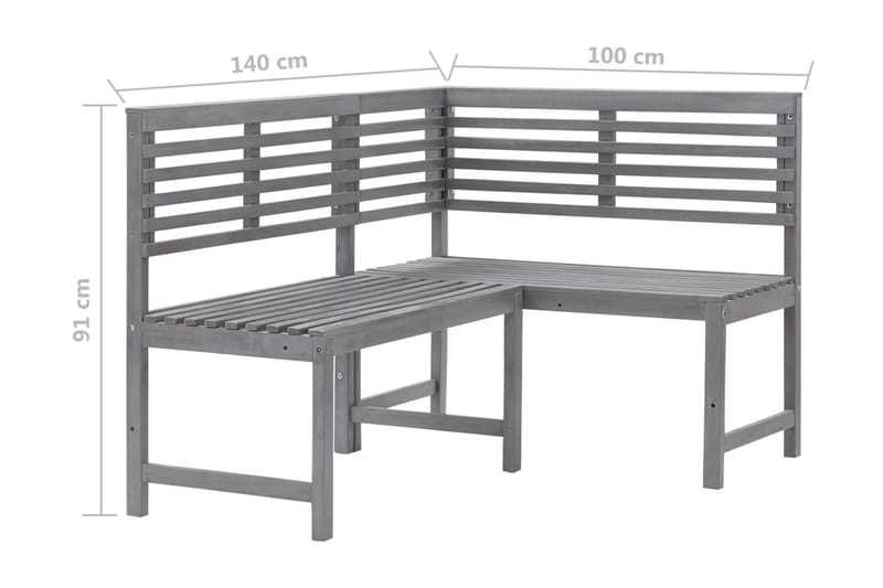 HörnBänk Utomhus grå 140 cm massivt akaciaträ - Grå - Utemöbler - Utesoffor & bänkar - Trädgårdssoffa