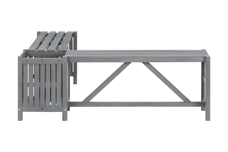 HörnBänk Utomhus med odlingslåda 117 cm massivt akaciaträ grå - Grå - Utemöbler - Utesoffor & bänkar - Trädgårdssoffa