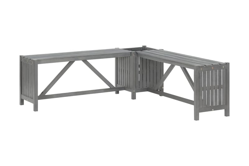 HörnBänk Utomhus med odlingslåda 117 cm massivt akaciaträ grå - Grå - Utemöbler - Utesoffor & bänkar - Trädgårdssoffa