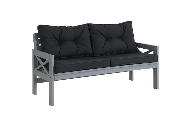 Husarn Utebänk med Dyna Matt Grå - KWA - Utemöbler - Utesoffor & bänkar - Trädgårdssoffa