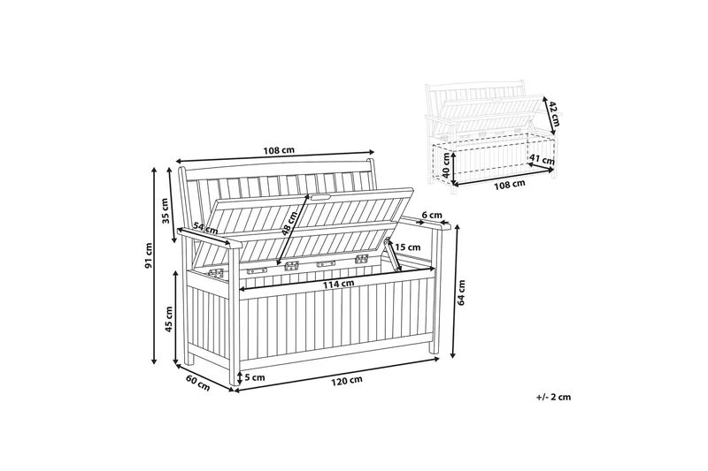 Jaraicejo Trädgårdsbänk med Förvaring - Brun - Utemöbler - Utesoffor & bänkar - Trädgårdssoffa