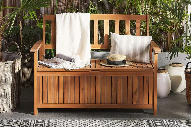 Jaraicejo Trädgårdsbänk med Förvaring - Brun - Utemöbler - Utesoffor & bänkar - Trädgårdssoffa