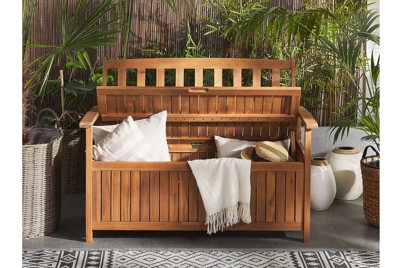 Jaraicejo Trädgårdsbänk med Förvaring - Brun - Utemöbler - Utesoffor & bänkar - Trädgårdssoffa