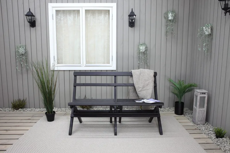 Larios Utebänk 130 cm - Svart - Utemöbler - Utesoffor & bänkar - Trädgårdssoffa