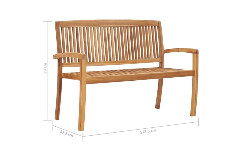 Stapelbar Trädgårdsbänk med dyna 128,5 cm massiv teak - Antracit - Utemöbler - Utesoffor & bänkar - Trädgårdssoffa