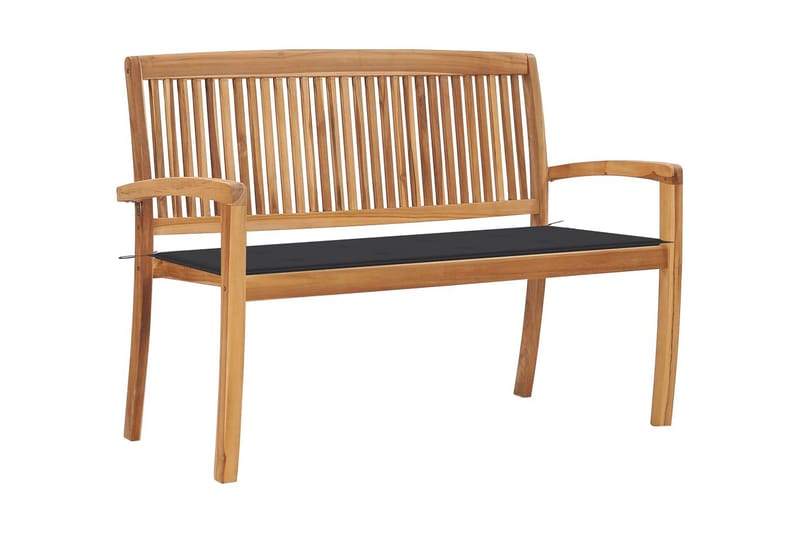 Stapelbar Trädgårdsbänk med dyna 128,5 cm massiv teak - Antracit - Utemöbler - Utesoffor & bänkar - Trädgårdssoffa