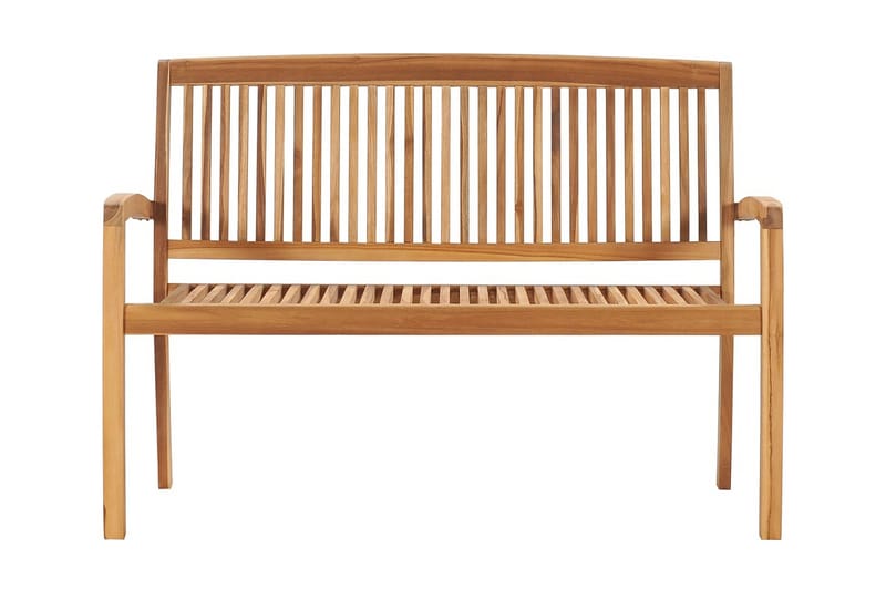 Stapelbar Trädgårdsbänk med dyna 128,5 cm massiv teak - Antracit - Utemöbler - Utesoffor & bänkar - Trädgårdssoffa