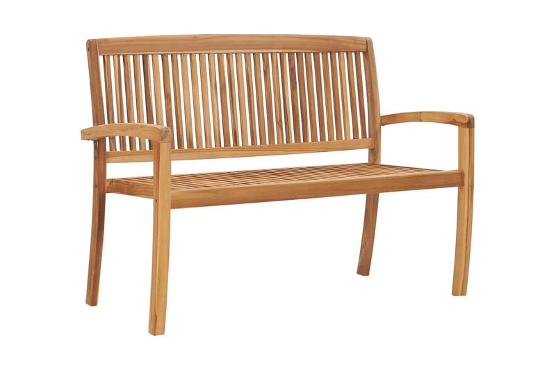 Stapelbar Trädgårdsbänk med dyna 128,5 cm massiv teak - Antracit - Utemöbler - Utesoffor & bänkar - Trädgårdssoffa