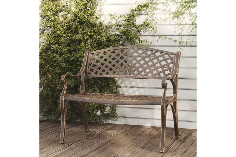 Trädgårdsbänk 102 cm gjuten aluminium brons - Brun - Utemöbler - Utesoffor & bänkar - Trädgårdssoffa