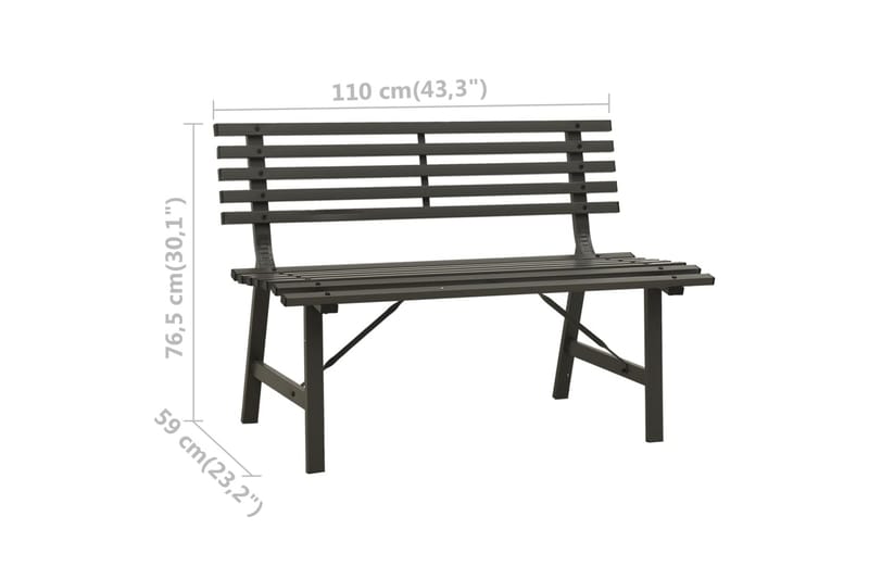 Trädgårdsbänk 110 cm stål svart - Svart - Utemöbler - Utesoffor & bänkar - Trädgårdssoffa
