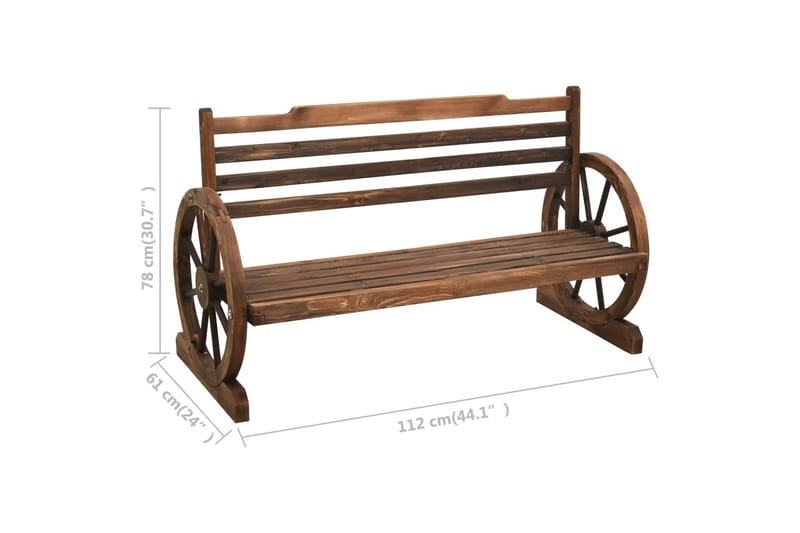 Trädgårdsbänk 112 cm massivt granträ - Brun - Utemöbler - Utesoffor & bänkar - Trädgårdssoffa