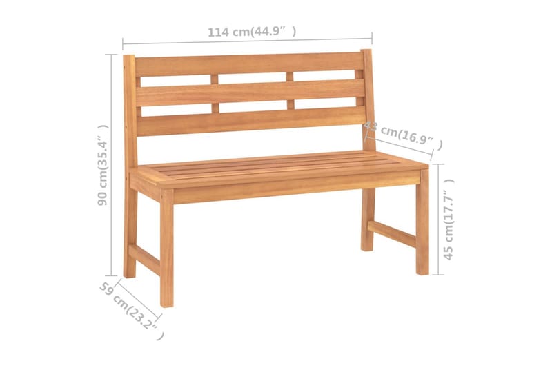 Trädgårdsbänk 114 cm massiv teak - Brun - Utemöbler - Utesoffor & bänkar - Trädgårdssoffa