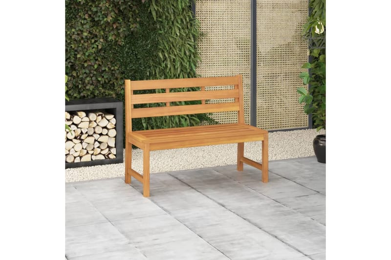 Trädgårdsbänk 114 cm massiv teak - Brun - Utemöbler - Utesoffor & bänkar - Trädgårdssoffa
