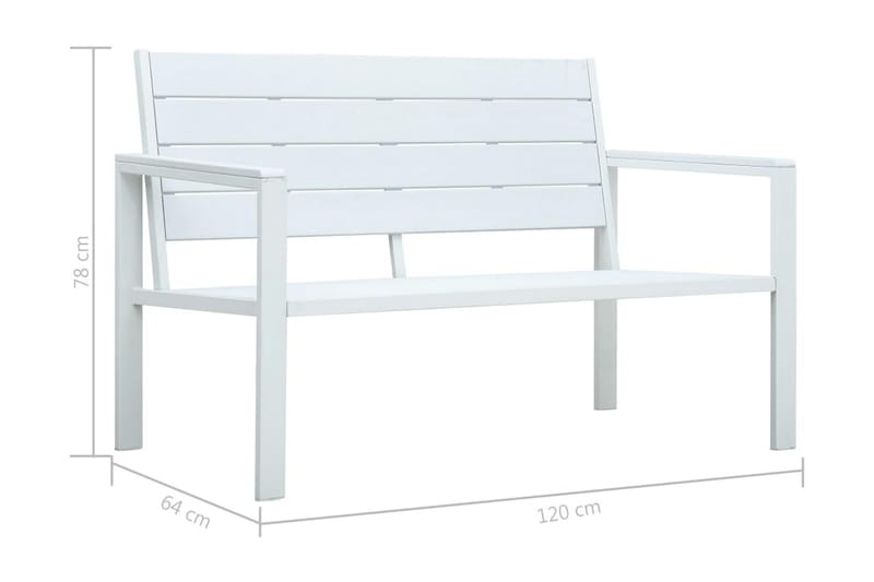 Trädgårdsbänk 120 cm HDPE träutseende - Vit - Utemöbler - Utesoffor & bänkar - Trädgårdssoffa