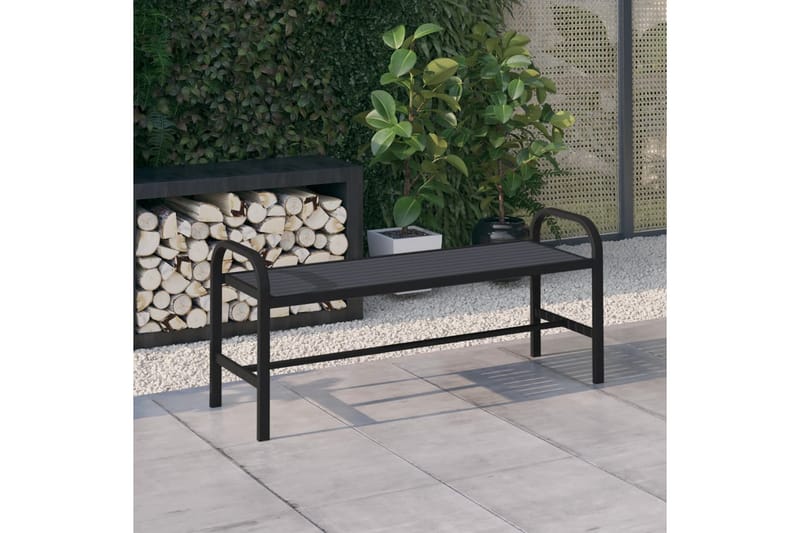 Trädgårdsbänk 124,5 cm stål och WPC svart - Svart - Trädgårdssoffa