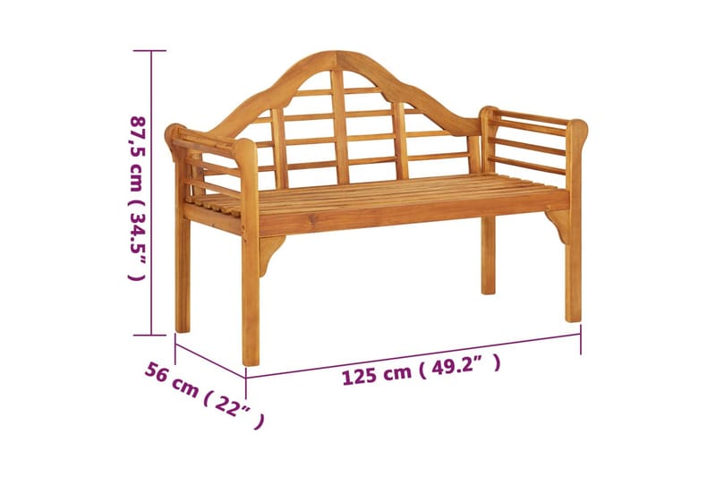 Trädgårdsbänk 125 cm massivt akaciaträ - Brun - Utemöbler - Utesoffor & bänkar - Trädgårdssoffa