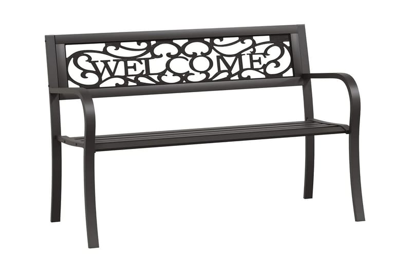 Trädgårdsbänk 125 cm stål svart - Svart - Utemöbler - Utesoffor & bänkar - Trädgårdssoffa