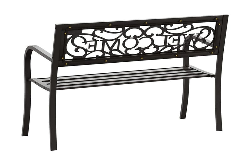 Trädgårdsbänk 125 cm stål svart - Svart - Utemöbler - Utesoffor & bänkar - Trädgårdssoffa