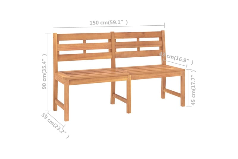 Trädgårdsbänk 150 cm massiv teak - Brun - Utemöbler - Utesoffor & bänkar - Trädgårdssoffa