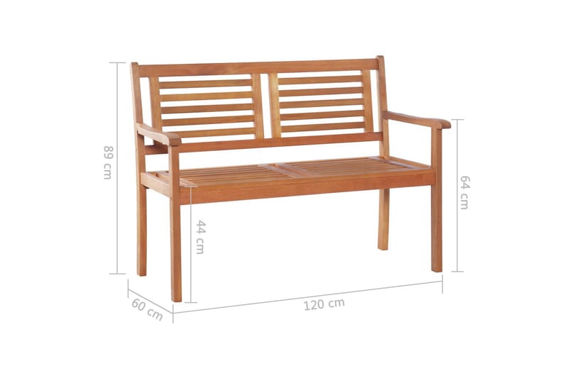 Trädgårdsbänk 2-sits 120 cm massivt eukalyptusträ - Brun - Utemöbler - Utesoffor & bänkar - Trädgårdssoffa
